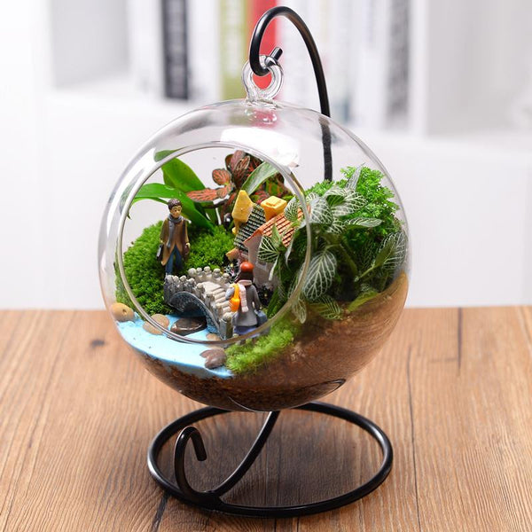 Hanging Glass Orb Plant Container